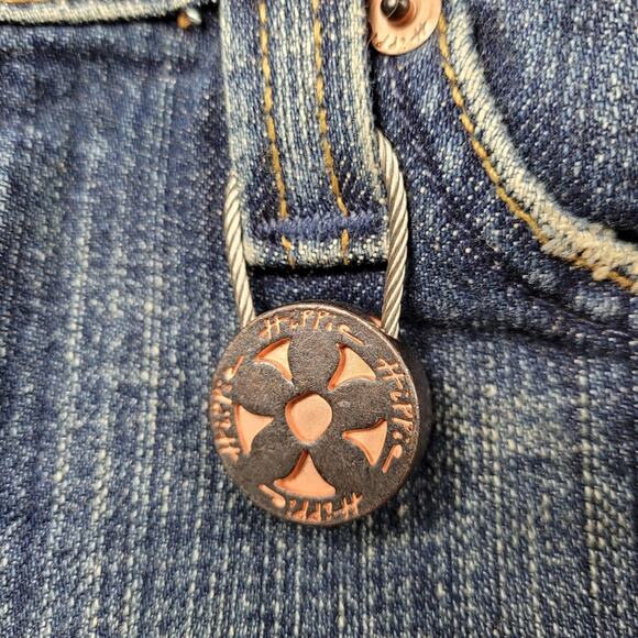 Hippie Denim Pencil Skirt with Front Vent and Metal Lock Charm size 7 - Picture 3 of 12